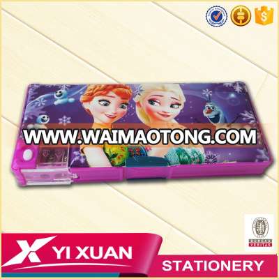 2017 school stationery product kids cute cartoon pencil box custom plastic pencil case